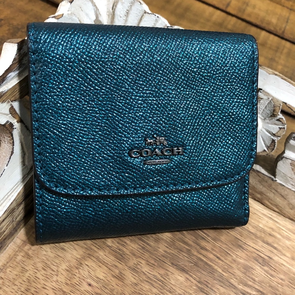 ⚡️Flash Sale⚡️Coach dark teal leather small wallet